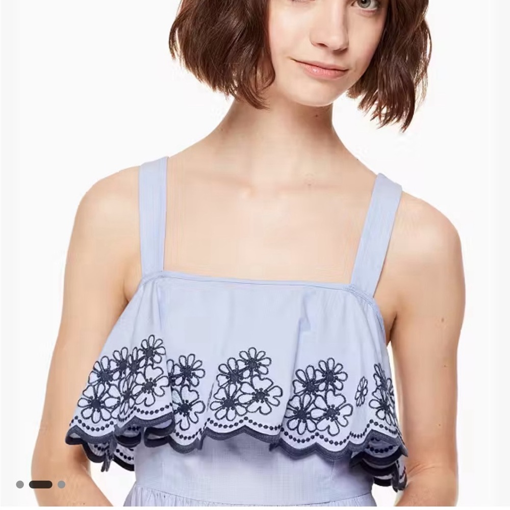 Kate Spade Blue Ruffled Halter Midi Sundress - Picture 3 of 5